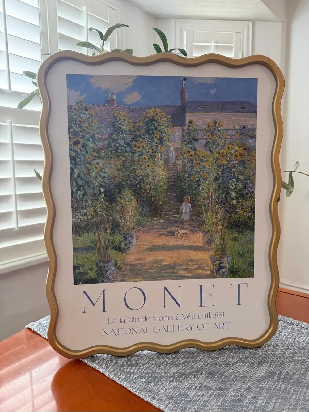 19x16”The Artist's Garden at Vétheuil by Claude Monet Print with golden frame